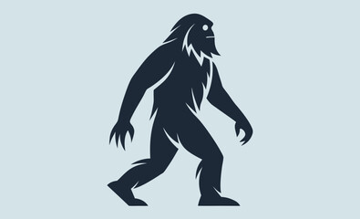 Walking bigfoot silhouette, sasquatch vector illustration, Silhouette of Bigfoot Walking Vector Illustration  