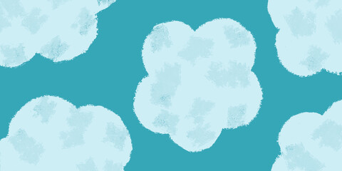 The soft edges and uniform color of the cloud shapes evoke a peaceful and whimsical atmosphere, reminiscent of a clear sky on a calm day.