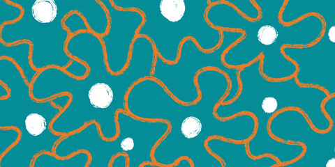 The bold color contrast between the orange, white, and teal elements creates a dynamic and retro aesthetic, making it suitable for modern graphic design or digital art.