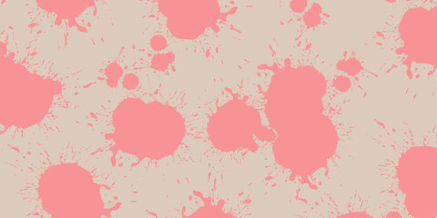 image displays a seamless pattern of irregular pink paint splatters and smaller speckles distributed across a muted beige background.