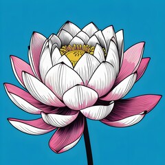 Vector image with a white lotus flower in grunge style.