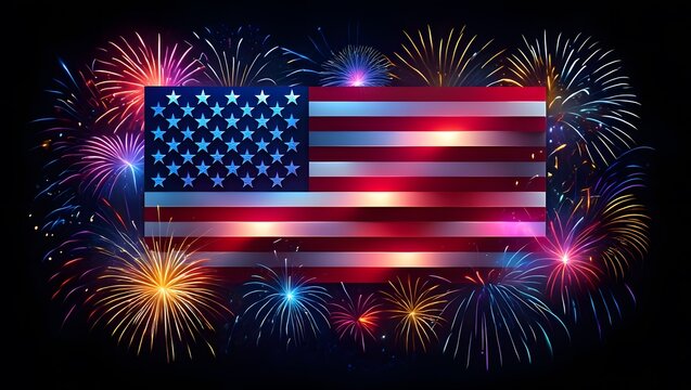 American patriotic fireworks light up the night sky, a symbol of freedom and national pride