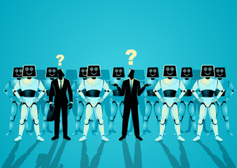 AI Replacement in Workforce, conceptual illustration of human identity and automation