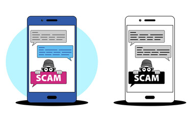Scam Alert Message on Smartphone, online fraud and phishing warning concept