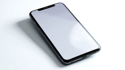 Smartphone with blank screen isolated on white background