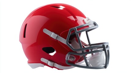 Football helmet side view on white background