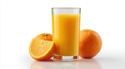 Glass of orange juice isolated on white background