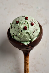 A scoop of creamy pistachio ice cream