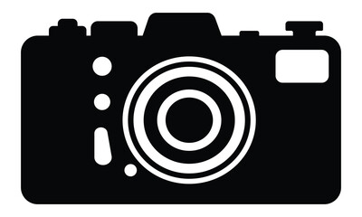 A vintage silhouette of a camera, black and white, high contrast, vector style 7