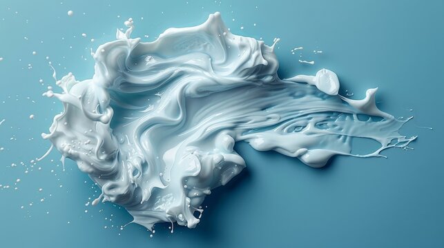 An artistic splash of blue milk captures fluid motion in a dynamic and vibrant way, highlighting the beauty of color and form while inviting creative interpretations.