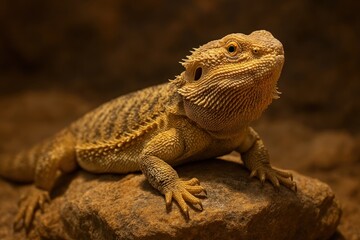 Bearded dragon basking rock