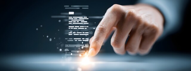 Exploring the intersection of technology data and security as a user interacts with digital documents and interfaces highlighting the importance of safeguarding information in the modern