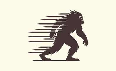 Bigfoot silhouette, sasquatch figure vector, Sasquatch silhouette Vector illustration
