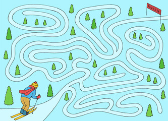 Ski race maze graphic color sketch illustration vector