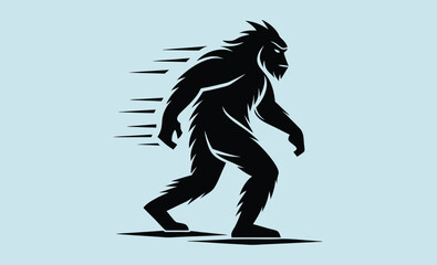 Bigfoot silhouette, sasquatch figure vector, Sasquatch silhouette Vector illustration
