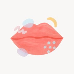 Abstract lips with geometric shapes.