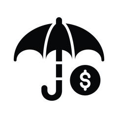 A glyph style icon depicting insurance protection