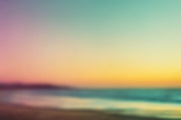 Obraz premium Blurred Sunset Beach Scene With Pastel Colors