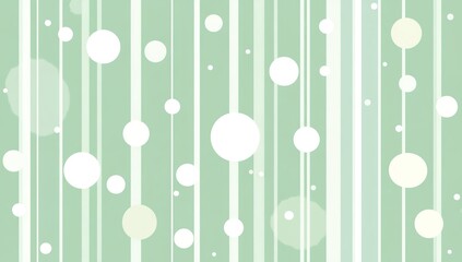 Gentle Pastel Green Background With White Circles and Stripes