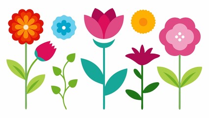 Obraz premium Collection of Simple Geometric Flower Illustrations on a White Background
