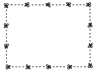 手描きのたくさんのハサミと点線・切り取り線の可愛いモノクロフレーム