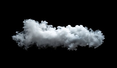 White Fluffy Cloud Isolated on Black Background