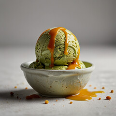 A scoop of creamy pistachio ice cream