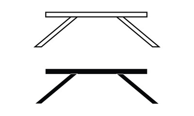 Table silhouettes vector Design.  Table side view black and white, outline. Isolated vector sign symbol. Tea table. Small table for home icon.