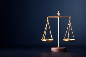 Golden Balance Scale on Black Background