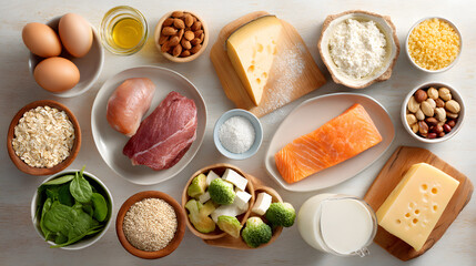 Assortment of Protein Rich Foods Still Life