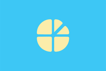 Bright blue circle cross logo with clean geometric cut