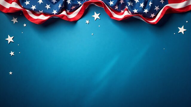 American Flag With Stars On Blue