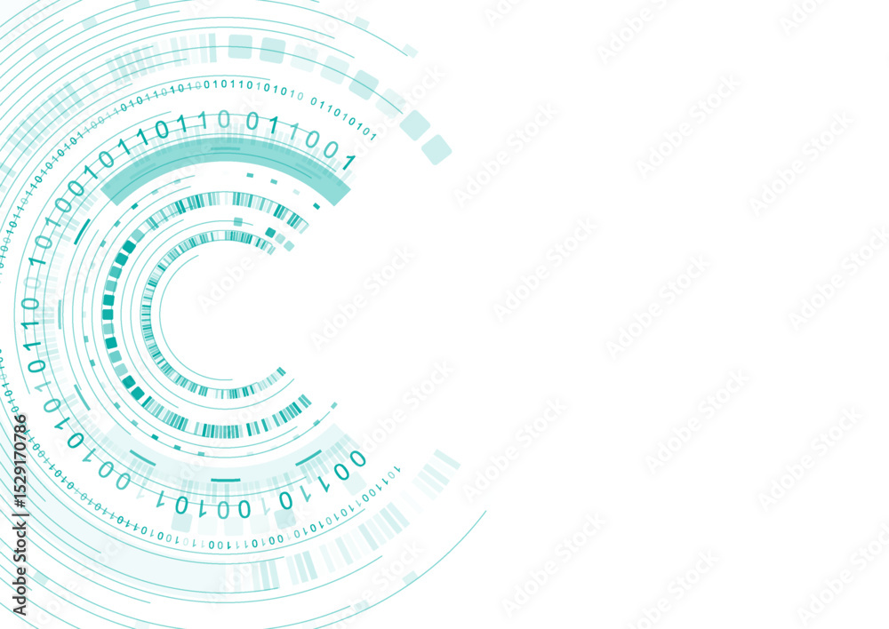 Aufkleber Hi-tech background with circular geometric elements and binary code. Futuristic abstract vector design