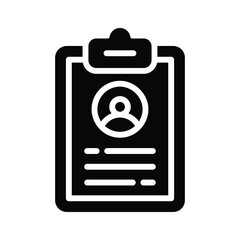 A glyph style icon showing professional job resume