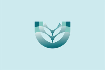 Cool teal leaf swirl logo with modern abstract flow
