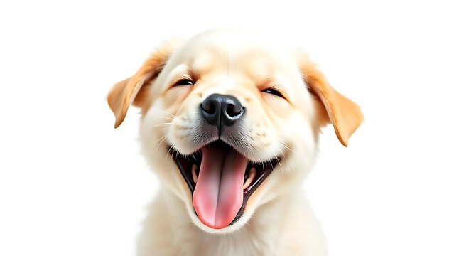 Joyful Puppy's Giggle A Cute, Playful Dog Meme Expression of Pure Happy, Cheerful Joy. Silly Animal Pet Laugh, Funny Smile.