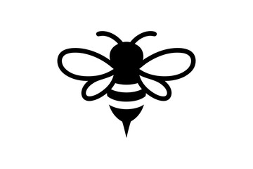 Black and white minimalist vector bee illustration