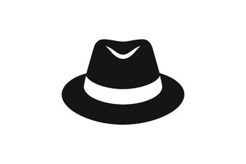 Black fedora hat vector icon classic style design