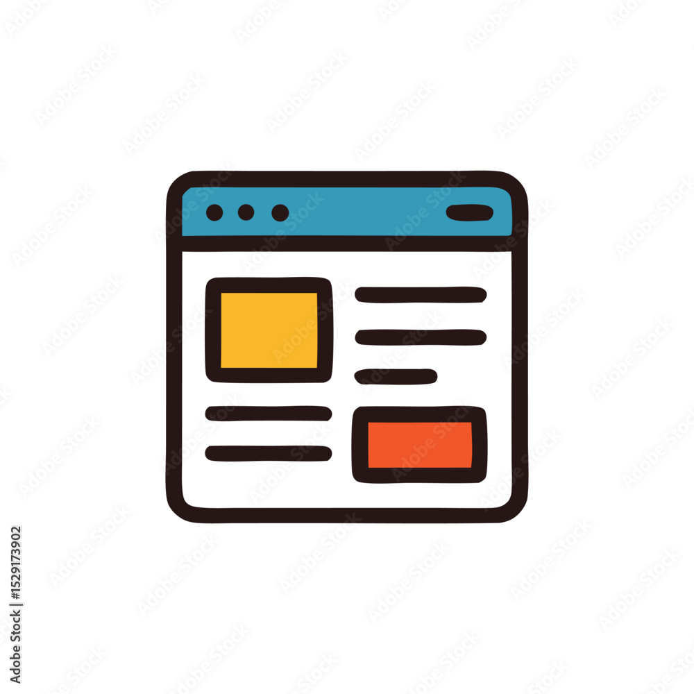 Poster a stylized icon of a web browser window with content blocks in yellow and orange.