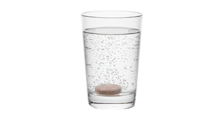 Isolated Glass of Water and Effervescent Tablet