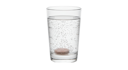Isolated Glass of Water and Effervescent Tablet