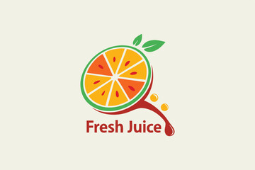 Orange fresh juice logo with juicy fruit design style