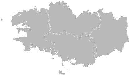 Brittany, France – administrative vector map with department boundaries (Web Mercator projection, PPT-compatible & fully editable)