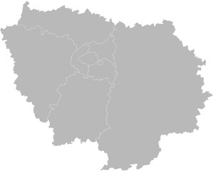 Île-de-France, France – administrative vector map with department boundaries (Web Mercator projection, PPT-compatible & fully editable)