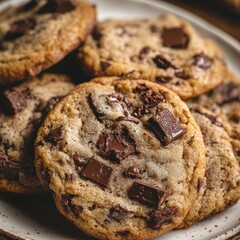 Fototapeta premium Delicious chocolate chunk cookies isolated on white background