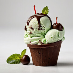 A scoop of creamy pistachio ice cream