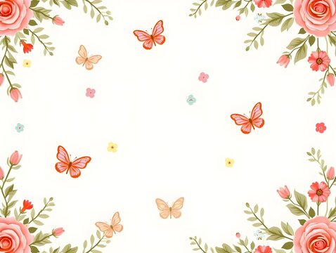 Flat Elegant Easter roses and butterflies seamless tile pattern with vibrant spring hues concept as Vibrant spring hues adorn elegant Easter roses and butterflies in seamless tile Clean Pro 2