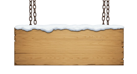 Isolated wooden sign with snow