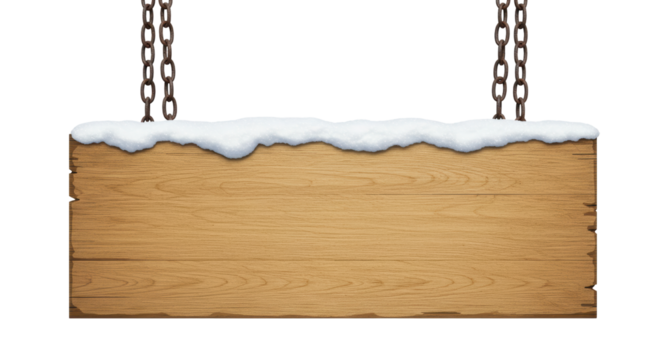 Isolated wooden sign with snow