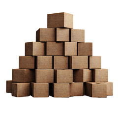 Fototapeta premium Stacks of cardboard boxes isolated on transparent background